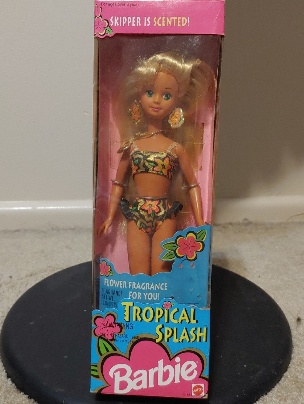 Barbie Tropical Splash Skipper Doll Pink Blue Floral Swimsuit
